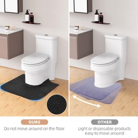 Upgrade Round Commode Potty Training Mats for Boys, Toilet Training Mats, Potty Training Toilet Rugs, Toilet Rugs u Shaped Washable,Toilet mats for Bathroom(4 Pack, Dark Grey)