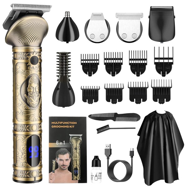 Zesuti Beard Trimmer for Men Professional,Beard Grooming & Shaving Kit for Hair Nose Mustache Face Body,Cordless All in 1 Mens Hair Clipper and Beard Trimming Kit,Bronze