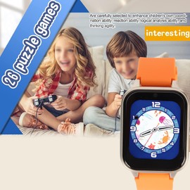 Smart Watch for Kids 4-12 Years Old,HD Kids Smart Watch with Dual Cameras,Games Camera Alarm Video Music Player Pedometer Flashlight Birthday Gift for Boys Girls (Orange)