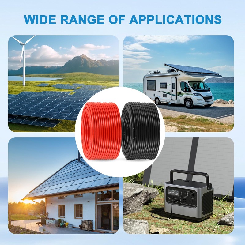 Solar Pane Wire 8 AWG - Solar Extension Cable 50Ft