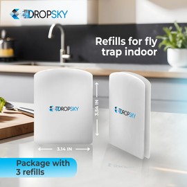 DropSky Flying Insect Trap Refill- Plug in Bug Catcher Indoor Refills, Indoor Fly Trap, Indoor Fly Trap,Trap for Mosquitos, Bugs, Insects, Gnats, Moth and Fruit Flies -Plug in Refill (Pack of 3 DP10)