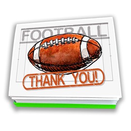 Play Strong All Star Football Thank You Note Cards 12-Pack (4.25"x5.5") Illustrated Sports Powercard Note Card Set 12-Pack Perfect for Football Players, Coaches, Fans and Fanatics - They'll Love 'Em!