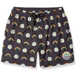Quiksilver Men's Standard Peace in The Jungle Volley 17 Boardshort Swim Trunk, Black New World Order, L