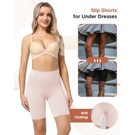 INNERSY Women's Slip Shorts High Waisted for Under Dresses Anti Chafing Shorts 3-Pack(Pink Basics,Large)