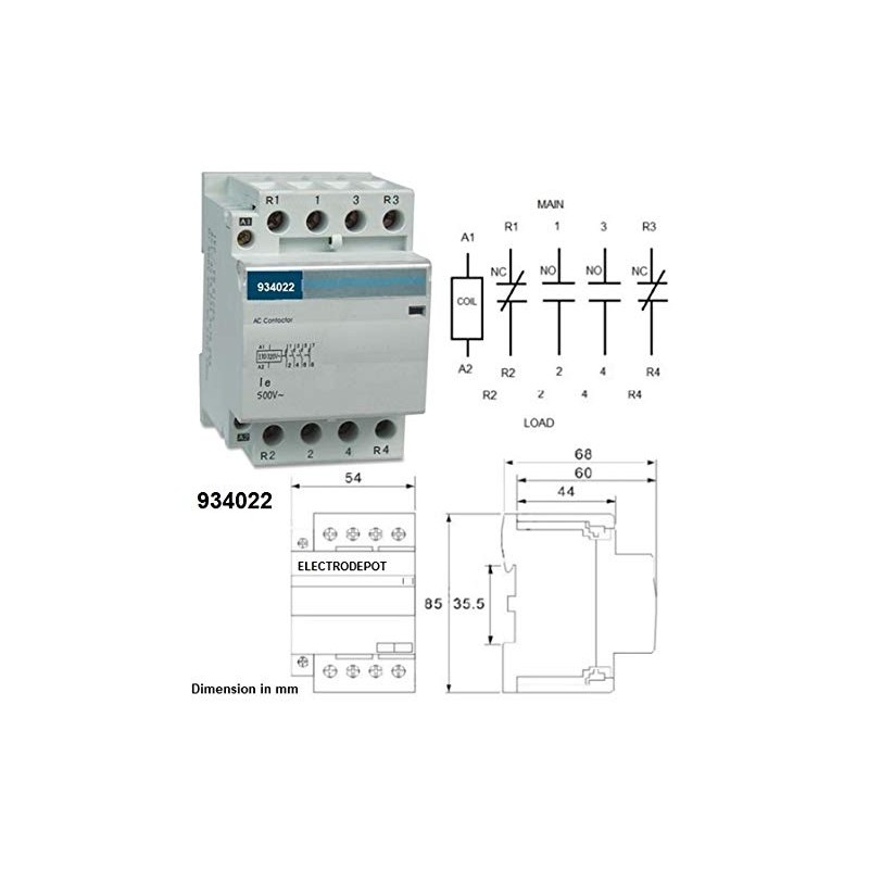 Controlsupply Contactor 2NO 2NC 4 Pole 2x2 Control 120V Coil,