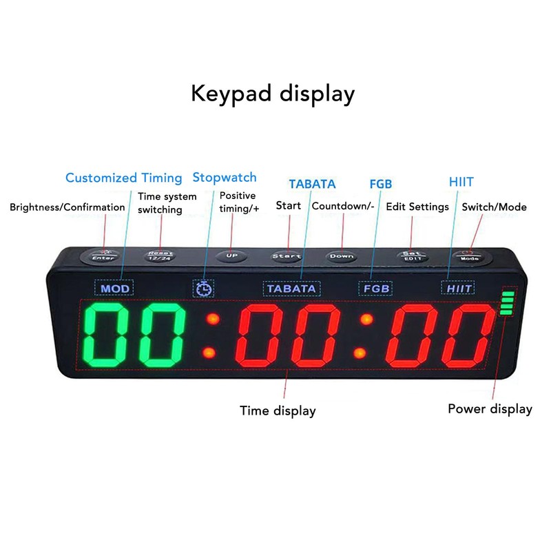 Portable Gym Timer Clock,6.8in Small Magnetic Interval Workout Timer,LED Wall