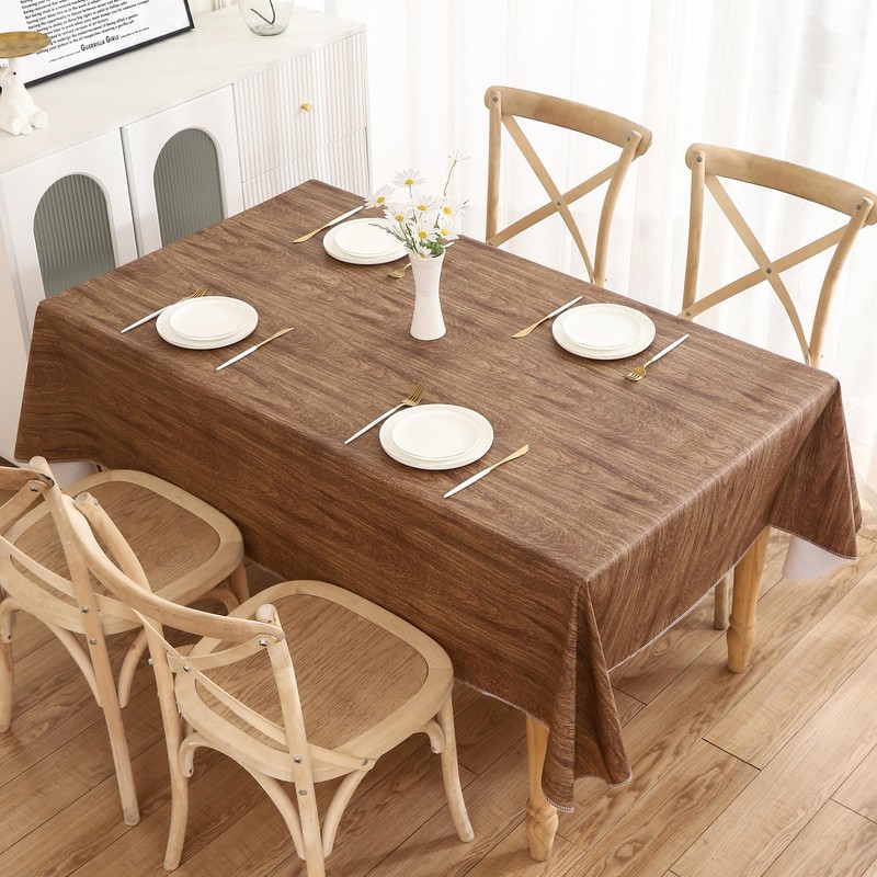 HRNJJYP Heavy Duty Vinyl Tablecloth with Flannel Backing Waterproof Oil-Proof