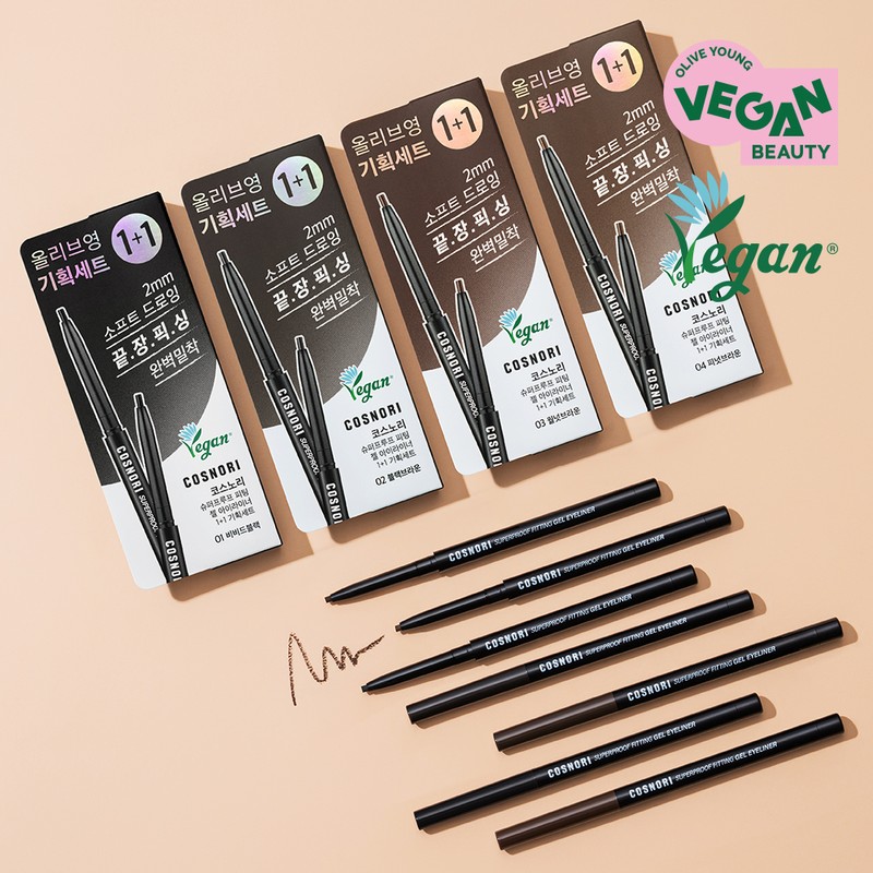 COSNORI Superproof Fitting Vegan Gel Eyeliner Pencil 1 + 1