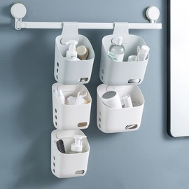 MORNITE 3 Pcs Hanging Shower Basket Caddy, Portable Walll Storage Organizer with Hooks for Bathroom Kithcen Dorm College,Large Grey