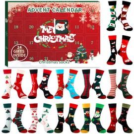 Belloxis Advent Calendar for Men Advent Calendar 2024 Adult Christmas Advent Calendar 2024 Boys Sock Advent Calendar Cotton Socks