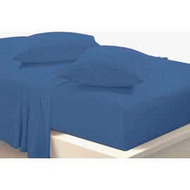 Percale Bunk Bed Fitted Sheet 2ft 6" (76cmx190cm) Caravan Campervan - Small Single Bed POLY COTTON (MID BLUE)