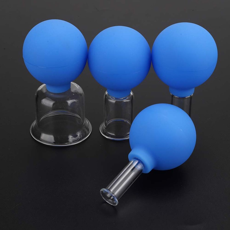 4pcs / box Vacuum Cupping Cups Set Silicone Glass Body