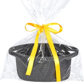 ABenkle Small Storage Mini Basket - Cute Tiny Cotton Rope Woven Boho Decorative Toy Dog Cat Container for Nursery, Empty Gift With Gift Bags and Ribbon - Dark Gray