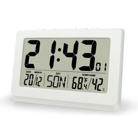 Lafocuse 10 Inch White Digital Clock Battery Operated Large Display
