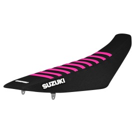 Enjoy MFG 2001-2007 SUZUKI RM 125/250 SEAT COVER Enjoy Mfg ALL BLACK / Pink Ribs LOGO #52