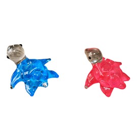 Garden Deco Glow in The Dark Tiny Baby Turtle Hand Blown Art Glass Figurine Ornament Sculpture