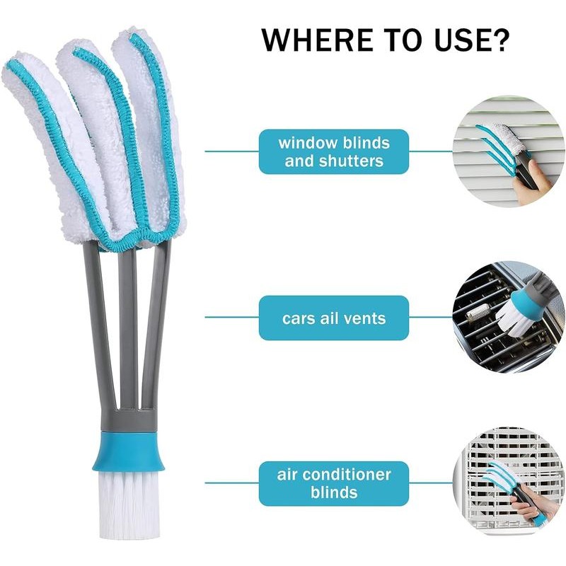 Blind Duster, Window Cleaner Duster Brush with 5 Microfiber Sleeves,