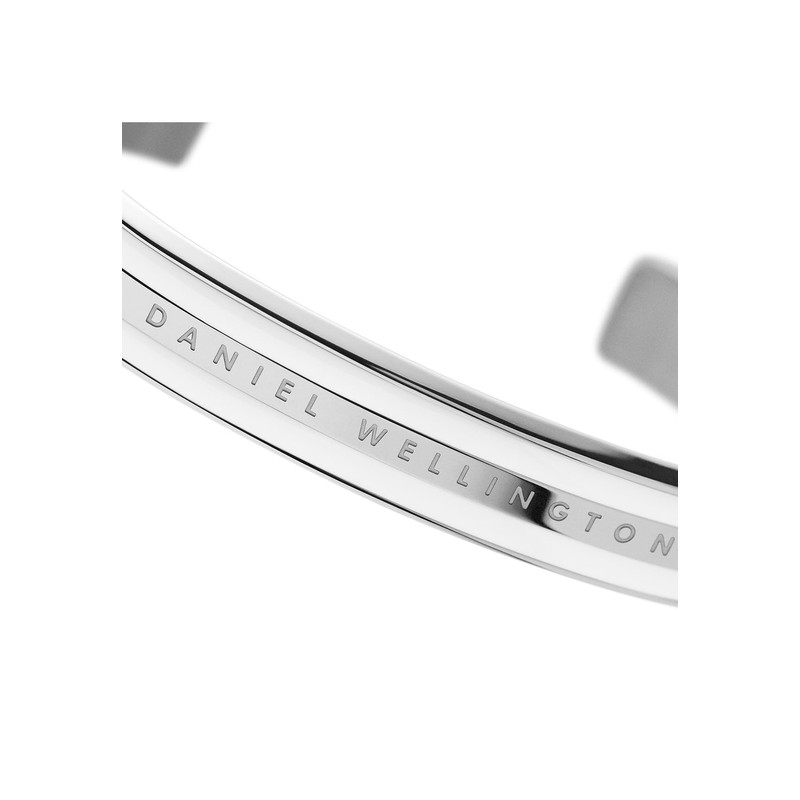 Daniel Wellington Emalie Cuff Bracelet, Satin White/Silver, Small