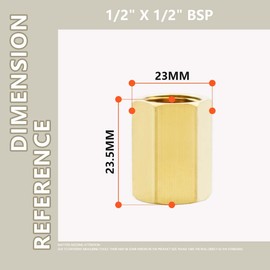 Bwintech 2 Pcs 1/2" Female to 1/2" Female BSP Thread Brass Hex Coupling Connector for Pipe Connecting Conversion