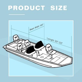 Gimvehhi 20ft 21ft 22ft Boat Cover Waterproof Marine Grade Oxford Cloth PU Coating Fits V-Hull Tri-Hull Bass Boats Windproof Dustproof Black