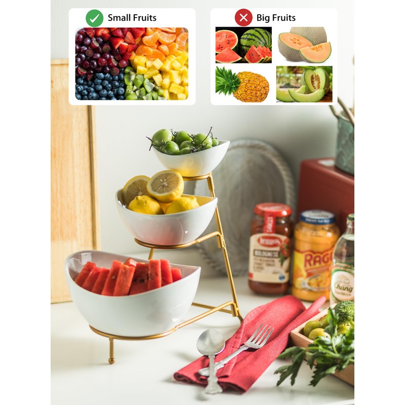 YHOSSEUN 3 Tier Serving Stand Oval Serving Bowl with Metal