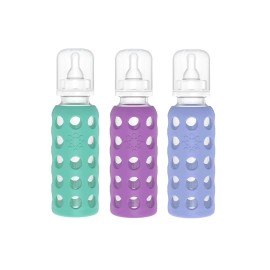 Lifefactory 9 oz Glass Baby Bottle Pack of 3 with Silicone Sleeve BPA Free