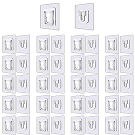 YSKmanhuo Double Sided Adhesive Wall Hooks 20 Pairs Self Adhesive Wall Hooks for Hanging Picture Hangers for Bathroom Kitchen Office Hanging (Double Sided Adhesive Wall Hooks)