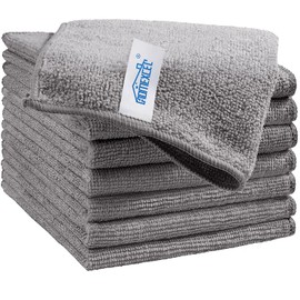 HOMEXCEL Grey Microfiber Cleaning Cloth, 8 Pack Cleaning Towels for Kitchen, Lint Free, Scratch-Free, Highly Absorbent, and Reusable Cleaning Rags for House, Window and Glass, Cars, 11.5 X11.5 inch