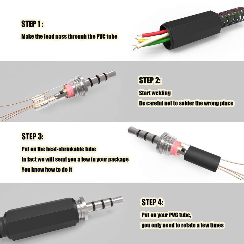 Ancable Replacement 10pcs TRRS Plug 4 Pin 3.5mm Male Solder
