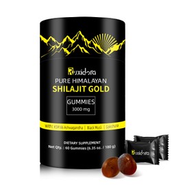 Shilajit Gummies,Pure Himalayan Shilaljit Gummies,No Added Sugar,Non-GMO,Natural Organic,Ashwagandha, Gokshura | Fulvic Acid & 85+ Trace Minerals for Men- 60 Gummies(Individually Wrapped)