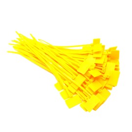 100pcs Audiophile Tagged Ties Nylon Marking Tie Marker Tie Binding Band Binding Ties Tie Wrap Name Tag Yellow 4x150mm