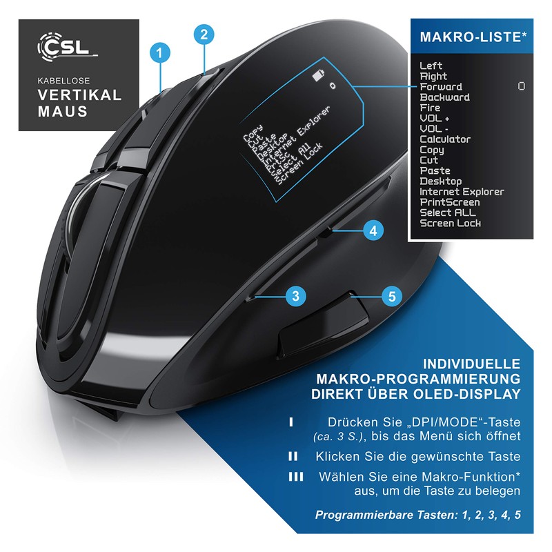 CSL - Optical Vertical Mouse Wireless - Wireless Mouse -