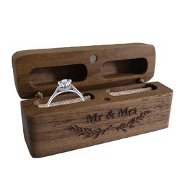 SETOFI Wedding Ring Box, Wooden Ring Box Mr and Mrs Engagement Ring Box Jewelry Ring Box For Wedding Engagement Proposal