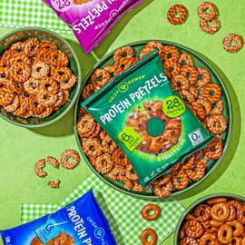 Crisp Power Protein Pretzels, Variety Pack With Sea Salt, Sesame, & Everything, High Protein Snack, Up To 28G Protein Per Bag, Low Carb Crunchy Pretzel Snacks, No Added Sugar, No Seed Oils, 1.75 Oz Bags, 24 Pack, Vegan, Plant-Based, Keto