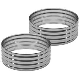 DIIYIV 2PCS 2x2x1FT Galvanized Raised Garden Bed Kit,Vegetable Boxes-Round Metal Flower Box,Large Planter Raised Beds Outdoor Garden for Planting,Fruit,Herb-Silver