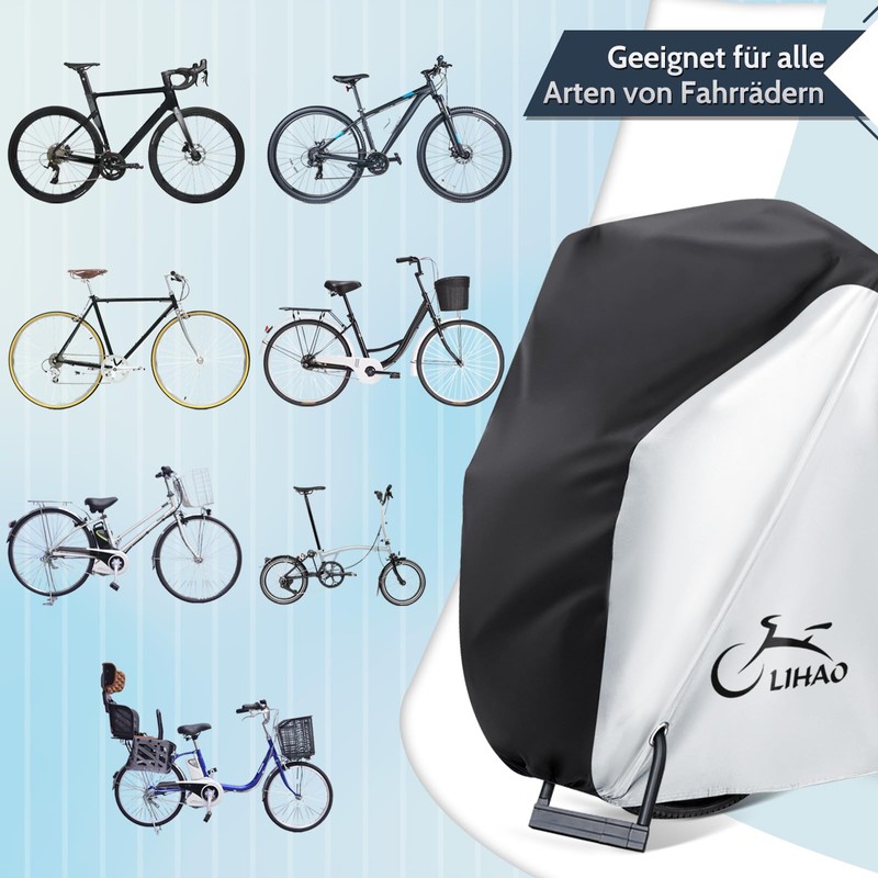 LIHAO Bicycle Cover Waterproof 210D Silver Bicycle Garage Bicycle Protective