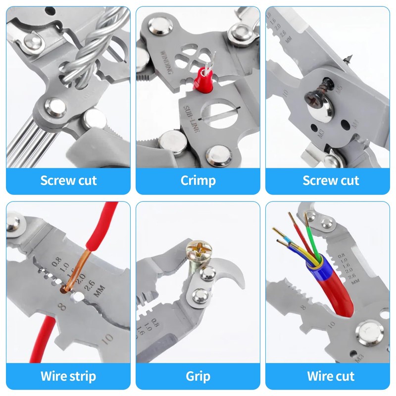 Wire Crimping Tool Set- Crimper Kit with 5 Interchangeable Jaws