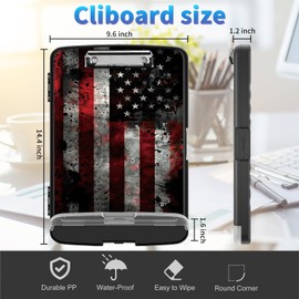 BREIDMKFM Clipboard with Storage,Clip Boards 8.5x11 with Storage High Capacity Nursing Clipboard with Pen Holder & Low Profile Clip,A4 Legal Paper Folder for Nurses,Teachers,Retro Flag