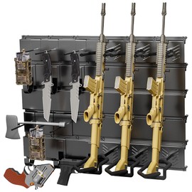 GOHIKING Gun Rack,Upgraded Heavy Duty Gun Rack for Wall, Adjustable Gun Rack Wall Mount Indoor Wall Rack System Hanging Rifles, Pistols, Tactical Rifle Carbine, Shotgun Gun Accessories Organizer