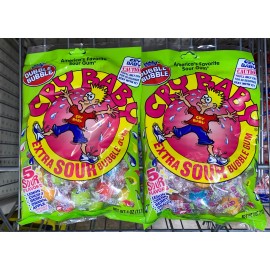 Dubble Bubble TWO BAGS Dubble Bubble Cry Baby EXTRA SOUR BUBBLE GUM 2x 4oz lot **FREE SHIP**