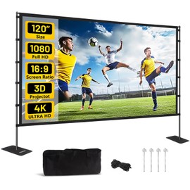 120 inch Outdoor Projector Screen with Stand, Portable Projector Screen