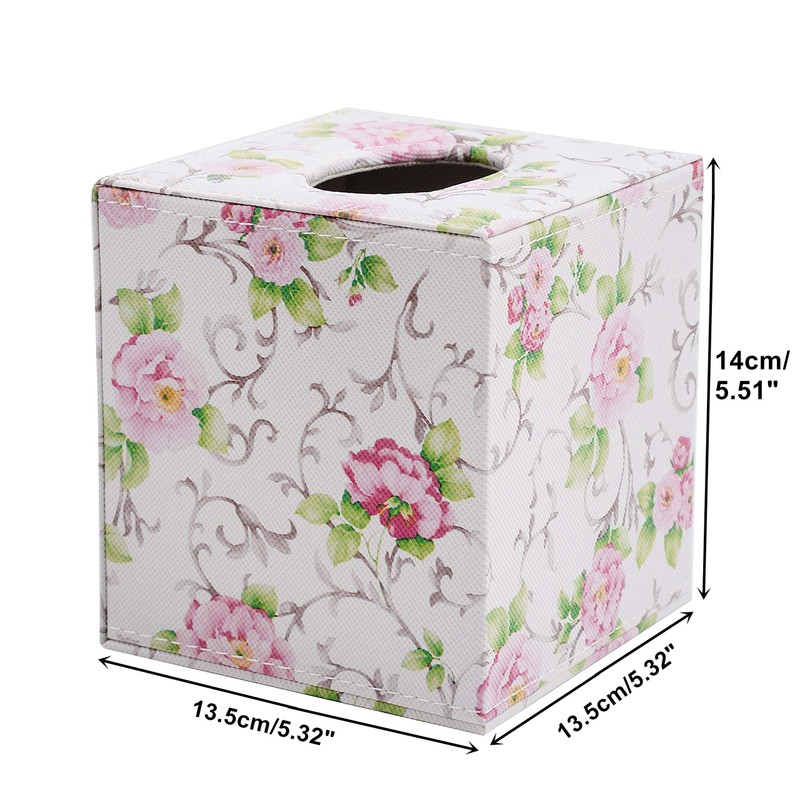 S Forever Home Decor Flower Pattern Faux Leather Tissue Box
