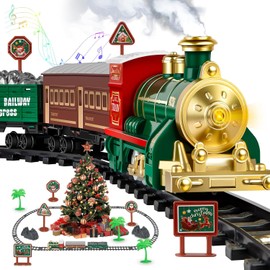 Tren de Juguete para Niños, Tren Arbol de Navidad con Humo Luces y Sonido, Trenes de Juguete para Colocar Bajo El Árbol de Navidad, Modelos de Trenes con Vías Juguete Electrónico de Regalo para Niños