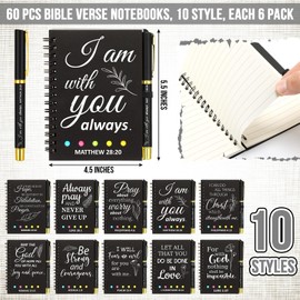 Zhanmai 30 Sets Christian Gift Spiral Notebook Bible Verse Prayer Journals Religious Notepad with Bible Bamboo Ballpoint Pen Colored Sticky Index Tabs for Teacher Nurse Coworker Office (Jesus Theme)