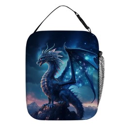 DOINBEE Dragon Lunch Box Starry Dragon Blue Galaxy Kids Lunch Bag for Boys Girls, Dragon Animal Insulated Lunchbox Container Handbags for Men Women, Portable Leakproof Thermal Cooler Tote Meal Bag