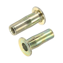 sourcing map Multi-Grip Rivet-Nut, M5 Pre-Bulbed Shank Carbon Steel Color-Zinc-Plated Flat Head Threaded Insert Nut 10Pcs