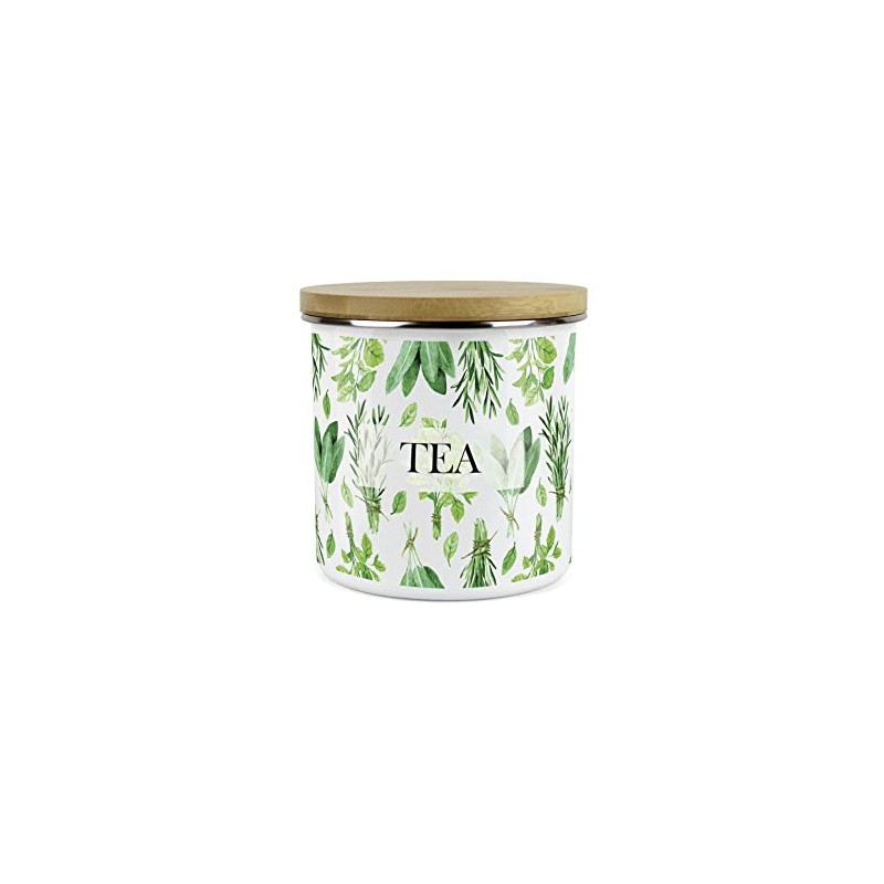 Purely Home Kitchen Herbs Tea Canister - White & Green