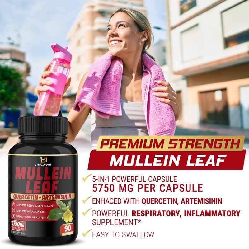 Mullein Leaf Capsules 𝟓𝟕𝟓𝟎𝐦𝐠 Strength w. Quercetin, Artemisinin, Quinine -