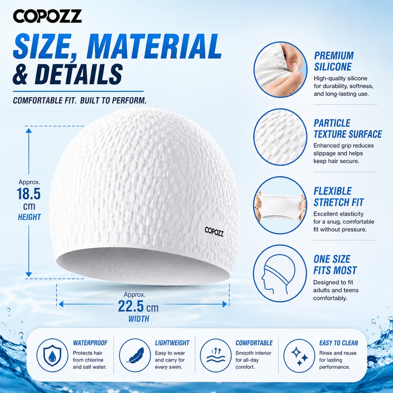 Silicone Swim Cap for Adults – Durable Waterproof Pool Hat