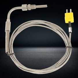 Respicefinem EGT Thermocouple K Type for Exhaust Gas Temp Probe with Exposed Tip Type K Thermocouple 1/8" NPT Thread Connector 2 Meter Length with High Temperature Yellow Male Plug